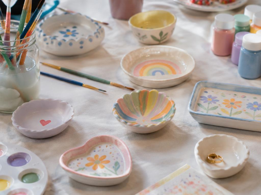 Mini Jewellery Dish and Trinket Tray Painting workshop setup